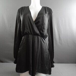 Lush Womens Romper Medium Black Satin Club Dance Witchy Y2K Retro Edgy Indie